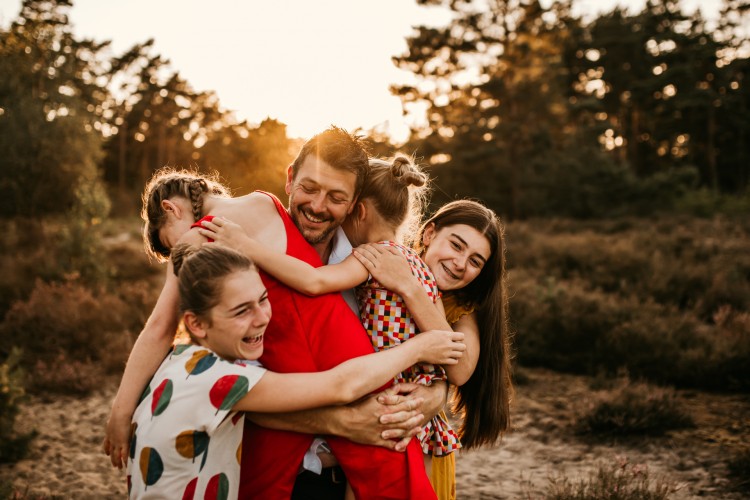 A man with his girls