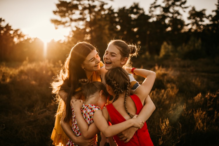 A man with his girls